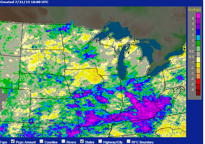 July Rainfall Departure from Average. Click to enlarge.