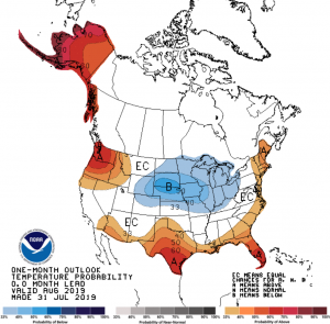 CPC August 2019 Temperature Outlook